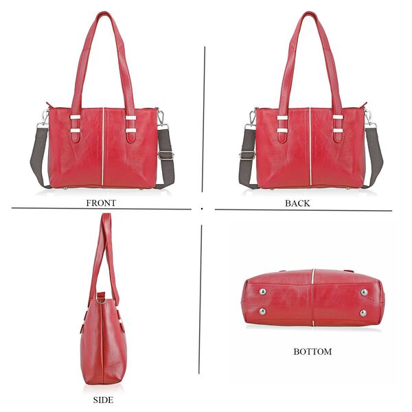 Elegante Echtleder Umh&auml;ngetasche mit Krokopr&auml;gung, 33 x 10 x 27 cm, Burgunder image number 4