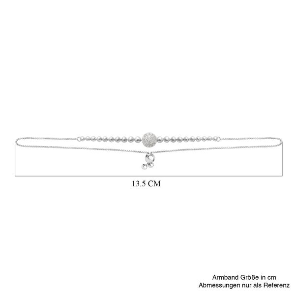 Wei&szlig;es Diamant-Kugelperlen-Armband, 19cm, 925 Silber platiniert - 0,25 ct. image number 6