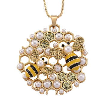 Gelber Kristall, Kunststoff Perle Anh&auml;nger mit Kette ca. 63.5 cm + 5 cm Extender, Legierung emailliert, Legierung Gelb