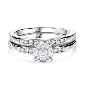 2er Set- Lustro Stella Weißer Zirkonia Ring 925 Silber rhodiniert, (Größe 20.00)