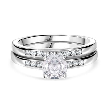 2er Set- Lustro Stella Wei&szlig;er Zirkonia Ring 925 Silber rhodiniert, (Gr&ouml;&szlig;e 20.00)