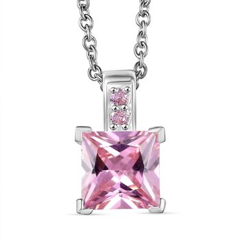 D'Joy Rosa Zirkonia Anh&auml;nger mit Kette, ca. 50 cm 925 Silber und 316L Edelstahl