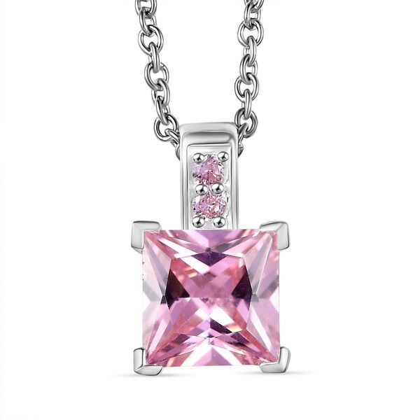 D'Joy Rosa Zirkonia Anh&auml;nger 925 Silber und 316L Edelstahlkette 50 cm