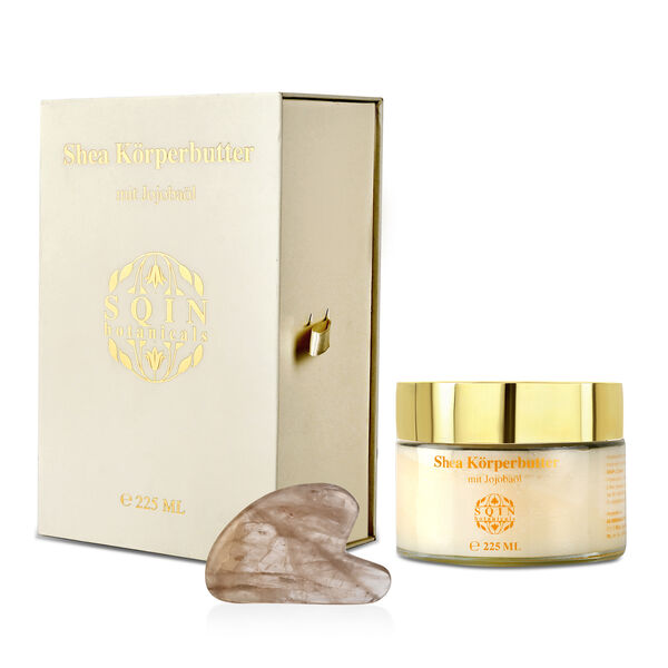 Shea K&ouml;rperbutter mit Jojoba&ouml;l inkl. Rauchquarz Gua Sha, 225 ml image number 0