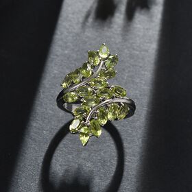 Natürlicher Peridot Ring, 316L Edelstahl (Größe 17.00) ca. 5.31 ct