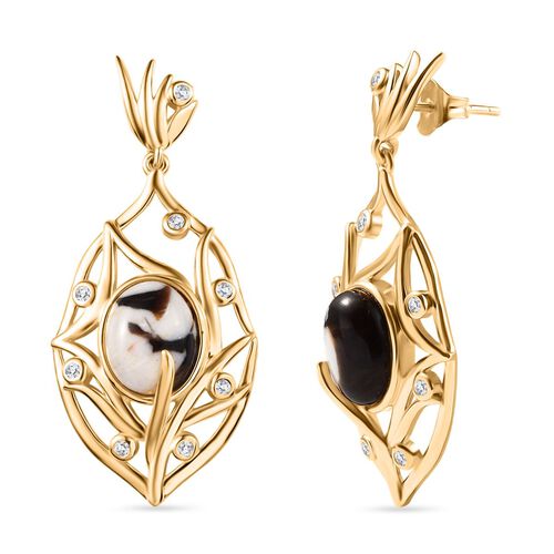 Erdnuss Holz Jaspis und Zirkon Ohrringe - 6,57 ct. image number 0