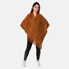 TAMSY - Strick-Poncho mit Perlen, 95x87 cm, braun