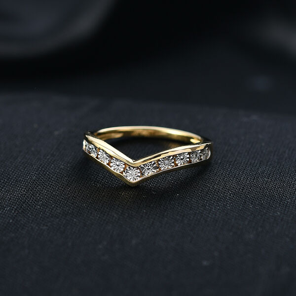 D'Joy Wishbone Ring mit Diamantakzenten, 925 Silber 750 Gelbgold Vermeil image number 2