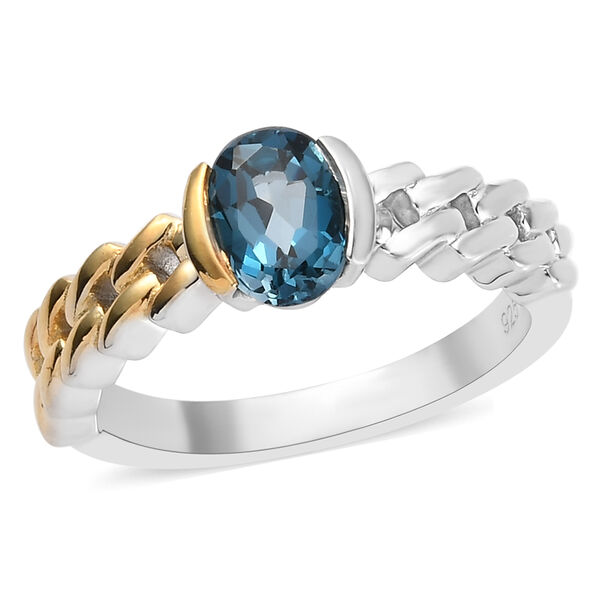 London Blau Topas Ring 925 Silber Bicolor  ca. 0,99 ct image number 4