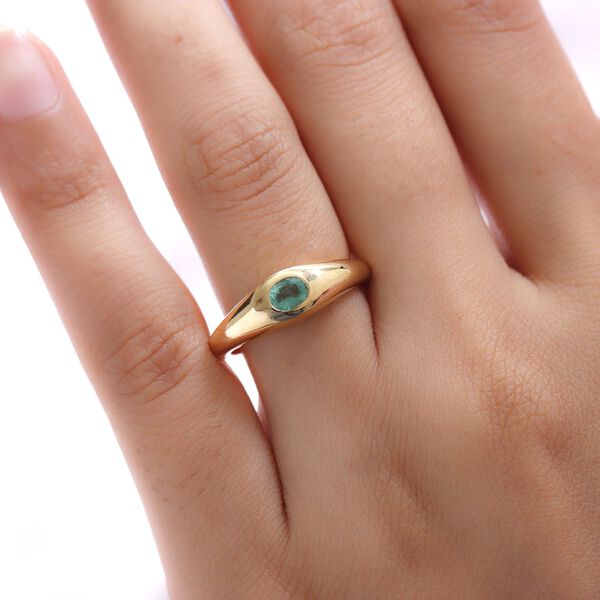 AA &Auml;thiopischer Smaragd-Ring, 925 Silber Gelbgold Vermeil  ca. 0,33 ct image number 3