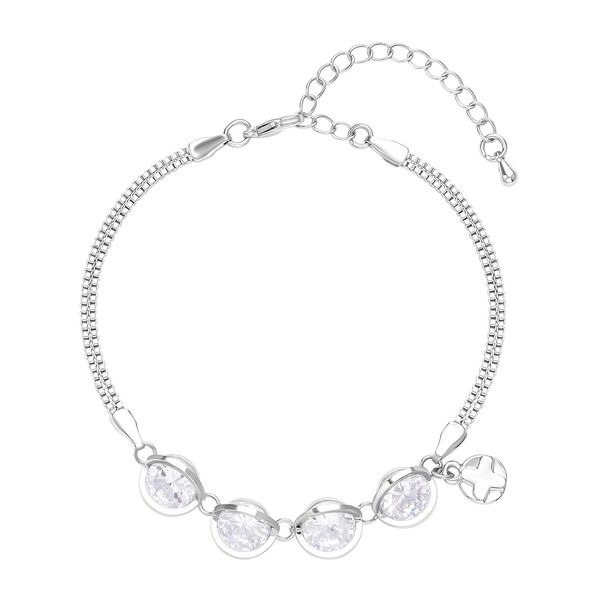 Wei&szlig;es Zirkonia Armband ca. 17.5+5 cm Reines Messing ca. 5.00 ct