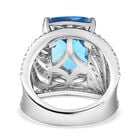 Elektrischer Blau Topas, weißer Zirkon Ring, 925 Silber platiniert, (Größe 19.00), ca. 17.16 ct image number 5