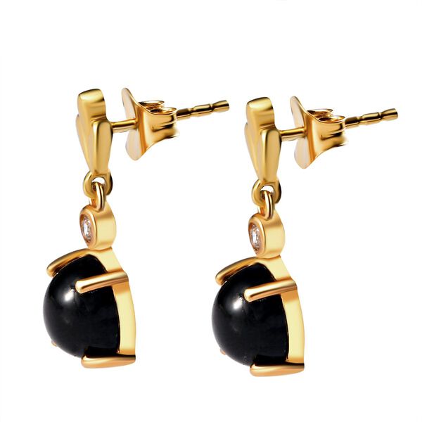 Schwarze Sterndiopsid Ohrringe, 925 Silber vergoldet, ca. 6.04 ct image number 4