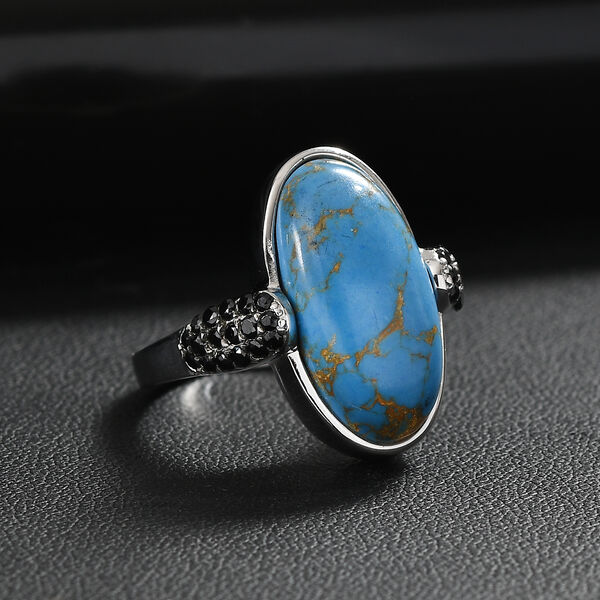 EverTrue blauer T&uuml;rkis und schwarzer Spinell Ring - 8,30 ct. image number 2