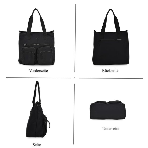 Crossbody-Schultertasche mit Mehrfachf&auml;chern, 31x30x14cm, Schwarz image number 5