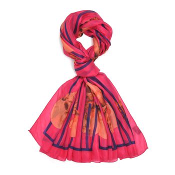 LA MAREY - 
Chiffonschal aus 100% Maulbeerseide in Rosa mit Modernem Muster