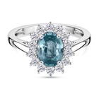 D'Joy AA Blauer Zirkon, Weißer Zirkon Ring 925 Silber rhodiniert (Größe 19.00) ca. 2,61 ct