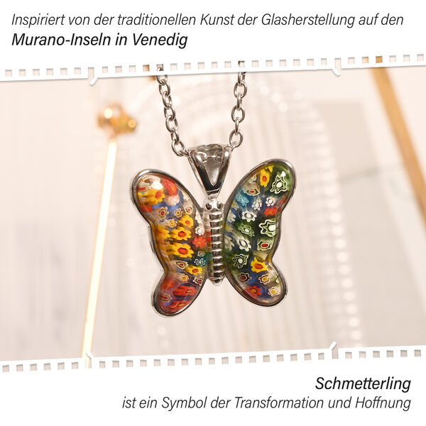 Schmetterlings-Anhänger mit 60cm Kette im Murano-Stil image number 3