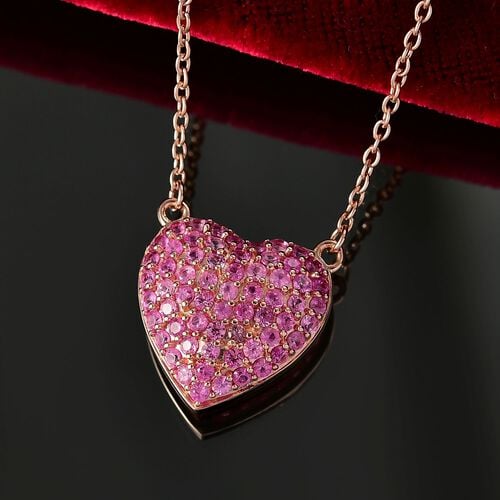 AAA Rosa Saphir Halskette ca. 45 cm 925 Silber Roségold Vermeil ca. 1,79 ct. image number 1