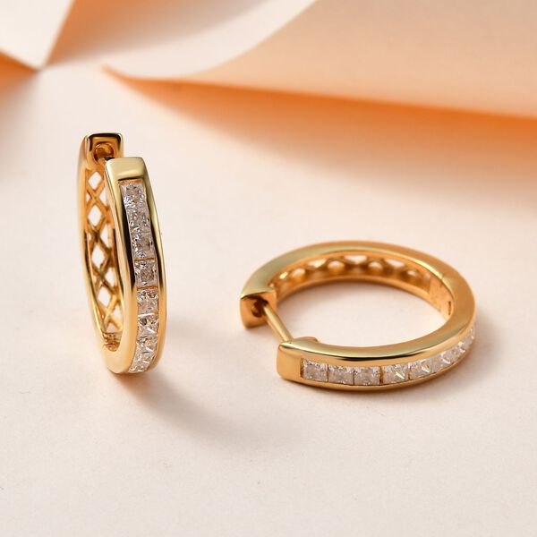 Moissanit Creolen, 925 Silber vergoldet - 0,85 ct. image number 2