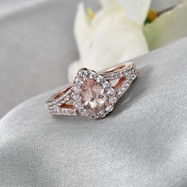 Morganit und Zirkon Ring 925 Silber Ros&eacute;gold image number 2