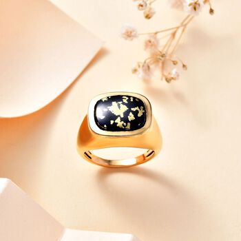 Tucson Exklusive- Goldenite Ring 925 Silber 750 Gelbgold Vermeil (Gr&ouml;&szlig;e 20.00) ca. 4.58 ct