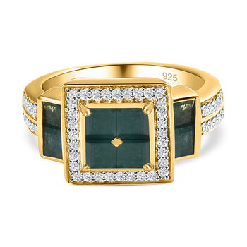 Grandidierit und Zirkon-Ring, 925 Silber Gelbgold Vermeil (Gr&ouml;&szlig;e 16.00) ca. 1.58 ct