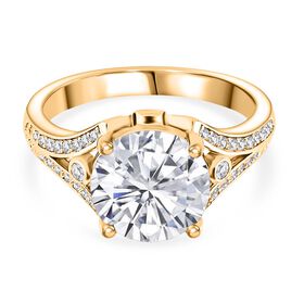 Weißer Zirkonia Ring Nickelfreies Messing vergoldet (Größe 21.00)