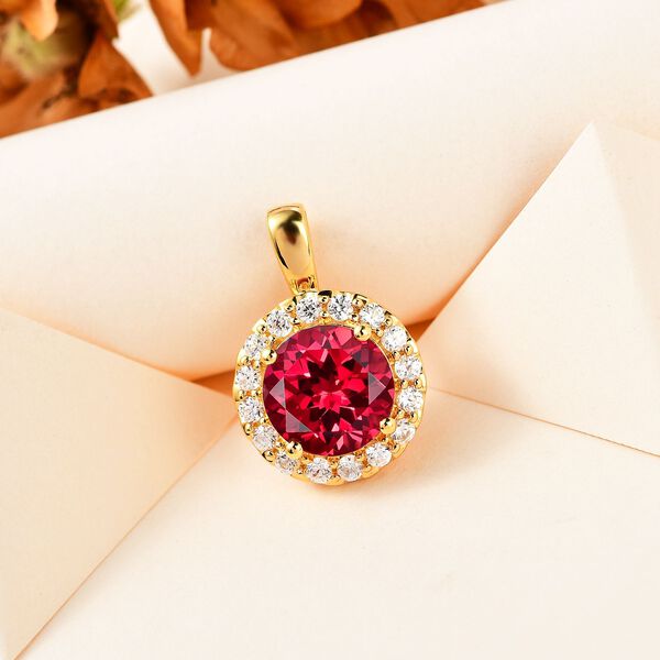 Synthetischer Padparadscha Saphir und Zirkon-Anhänger - 7,76 ct. image number 2