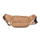 Gesteppte Nylon-Gürteltasche - RFID-Schutz, 4 Außenfächer, verstellbarer Schultergurt, 36?x?4?x13?cm, Khaki