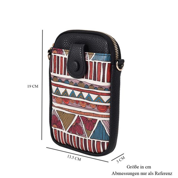 Stilvolle und kompakte Handytasche mit geometrischem Motiv, Kunstleder, mit Schultergurt, 19x13.5x2cm image number 7