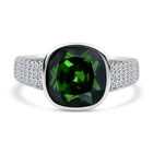 LUSTRO STELLA - Grüner Zirkonia, Weißer Zirkonia Ring, 925 Silber rhodiniert, (Größe 18.00) ca. 9.03 ct