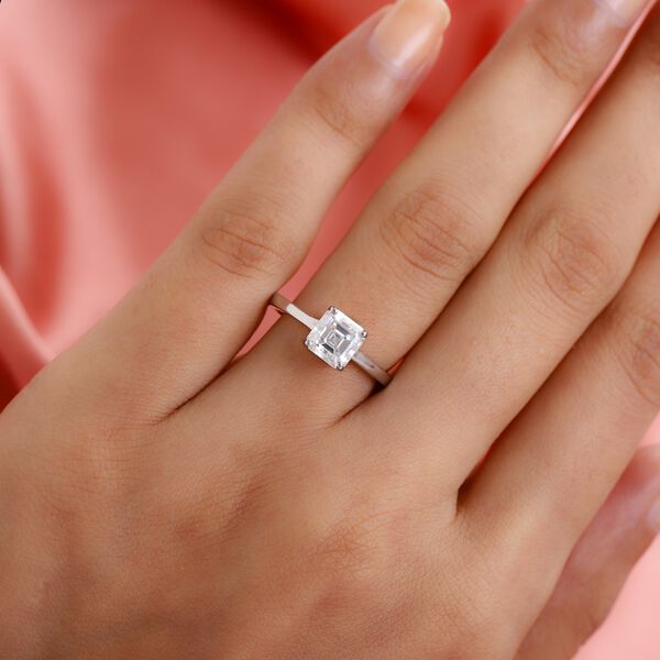 Moissanit Solit&auml;r Ring 925 Silber Platin-&Uuml;berzug image number 3