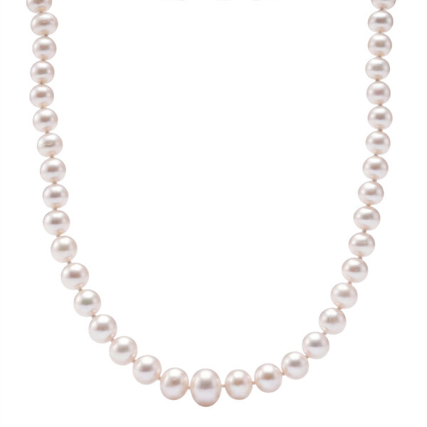 D'Joy AAA Wei&szlig;e Edison Perle (11-13 mm) Halskette ca. 50 cm 925 Silber Rhodiniert