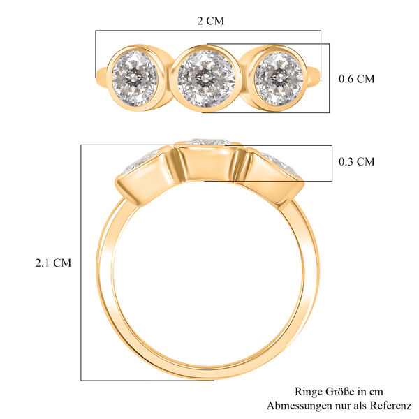 D’joy 100 Facetten Moissanit Ring 925 Silber 750 Gelbgold Vermeil (Größe 17.00) ca. 1,37 ct image number 7