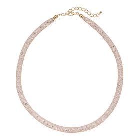 Weiße Kristall-Halskette in Goldton, 49,5 cm - 85 ct.