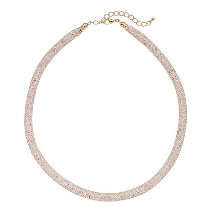 Wei&szlig;e Kristall Halskette, ca. 49.5 cm, Messing