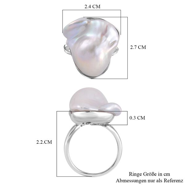 13-16 mm wei&szlig;er Barockperlen-Ring image number 7