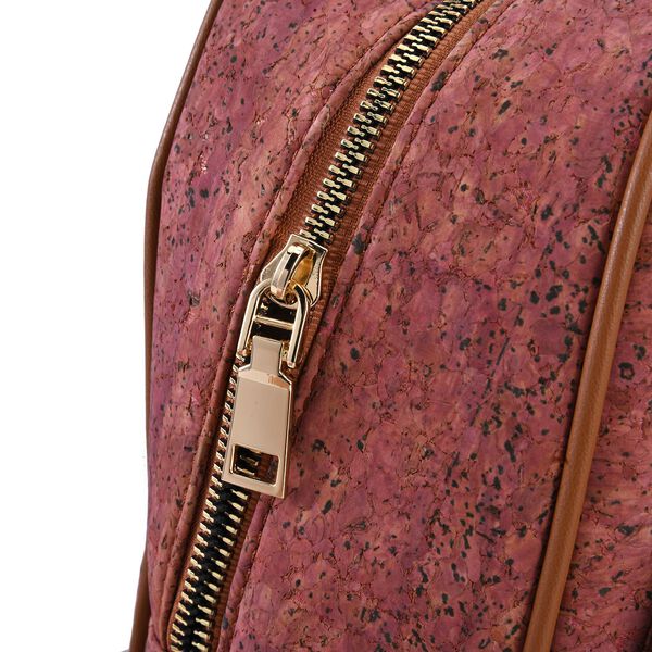 Praktischer Rucksack aus Naturkork mit Kunstleder-Griffen, Bohème Muster, Rot image number 6