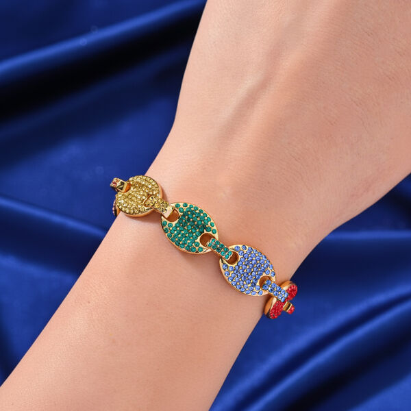 Mehrfarbiger Kristall Armband ca. 18.5 cm, goldfarben image number 2