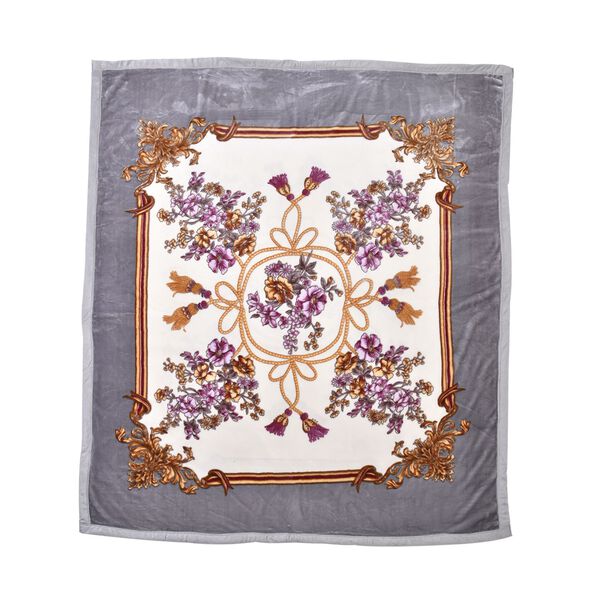 Wolkenweiche Decke mit floralem Muster, 200x230cm, Silber image number 3