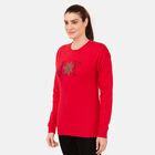 100% Baumwoll-Flanell Strick Sweatshirt mit Applikation, Rot Größe 40 image number 3