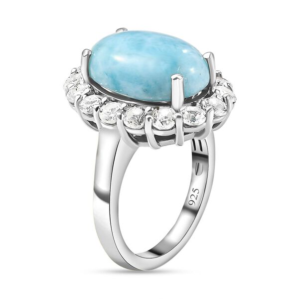 Larimar und wei&szlig;er Topas-Ring, 925 Silber platiniert  ca. 8,93 ct image number 5