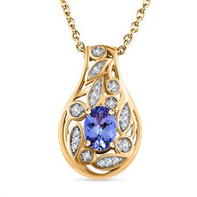 Tansanit und Zirkon Anhänger mit 50cm Kette - 0,91 ct.