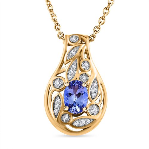 Tansanit und Zirkon Anhänger mit 50cm Kette - 0,91 ct. image number 0