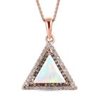 GP Art Déco Kollektion - Natürlicher, äthiopischer Welo Opal, Champagner Diamant und Kanchanaburi blauer Saphir Anhänger mit Kette, 925 Silber Roségold Vermeil ca. 1.76 ct