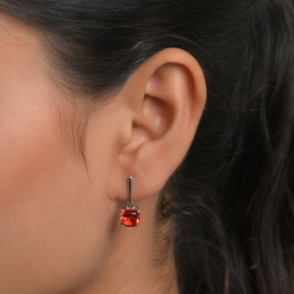 Padparadscha Triplett Quarz Ohrringe 925 Silber platiniert ca. 3,40 ct image number 3