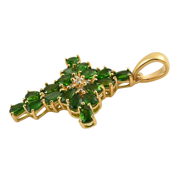 Natürlicher Chromdiopsid und Zirkon Anhänger 925 Silber vergoldet ca. 3.83 ct image number 4