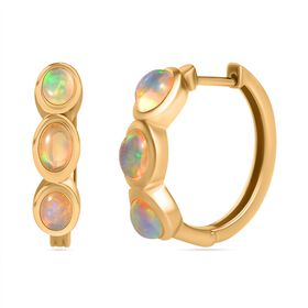 AA Natürlicher, äthiopischer Welo Opal Ohrringe 925 Silber Gelbgold Vermeil ca. 1.96 ct