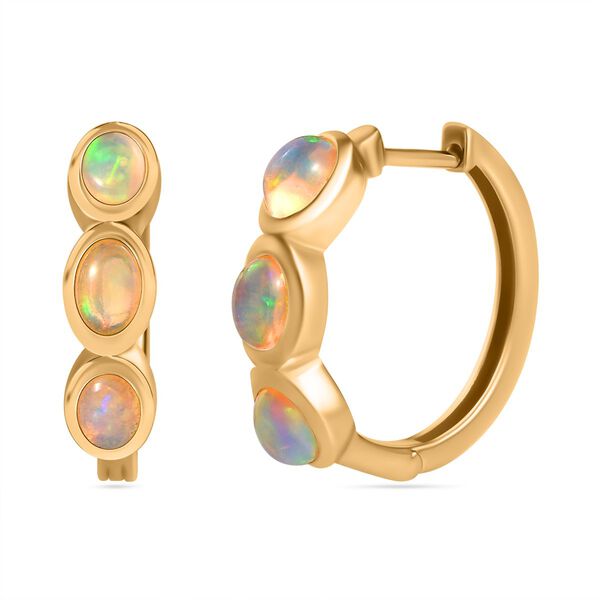 AA Natürlicher, äthiopischer Welo Opal Ohrringe 925 Silber Gelbgold Vermeil ca. 1.96 ct image number 0